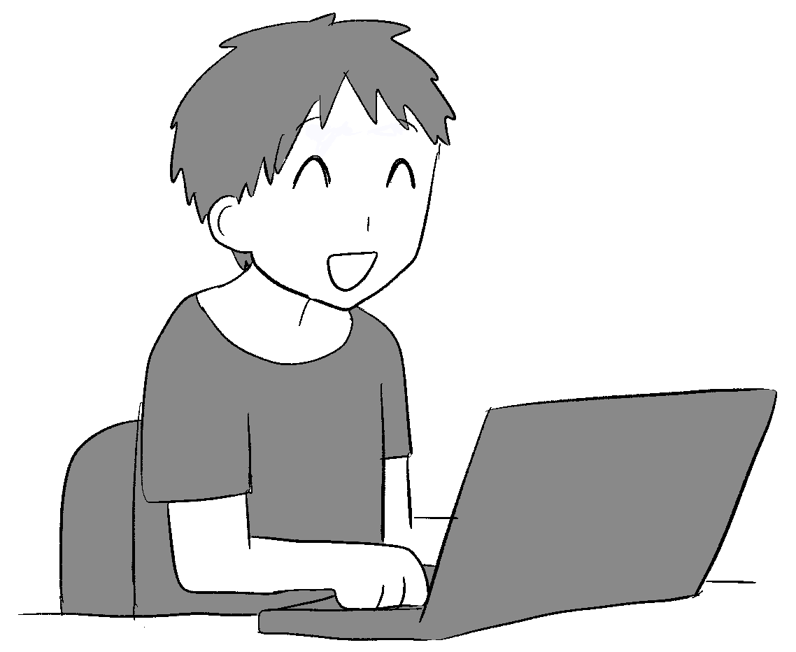 リスナー　PC　笑顔